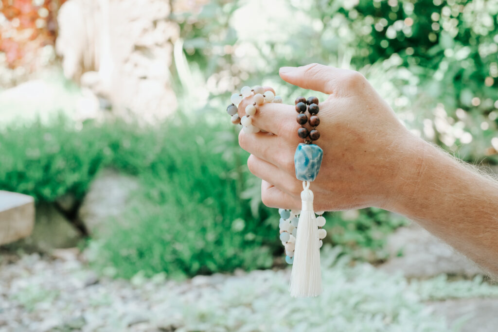 Chanting japa— 108 repetitions around our mala.